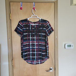 GNW Size Large Blouse Plaid Sheer Floral